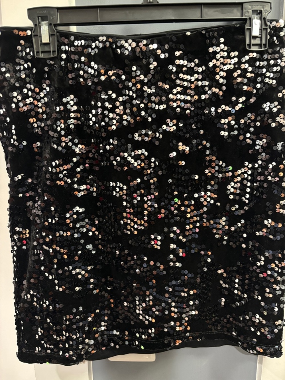 H&M Black Sequin Mini Skirt with Iridescent Highlights